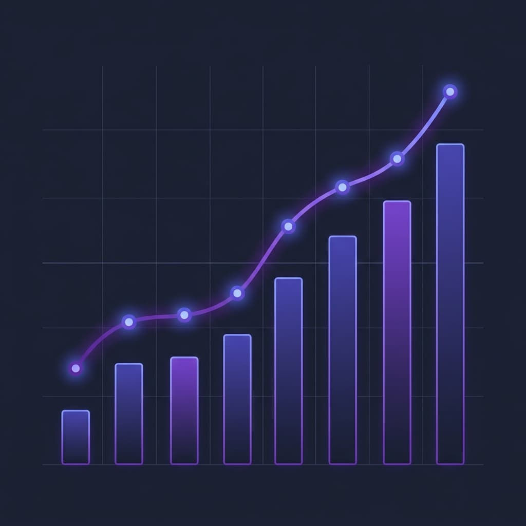 Financial chart showing upward growth trends